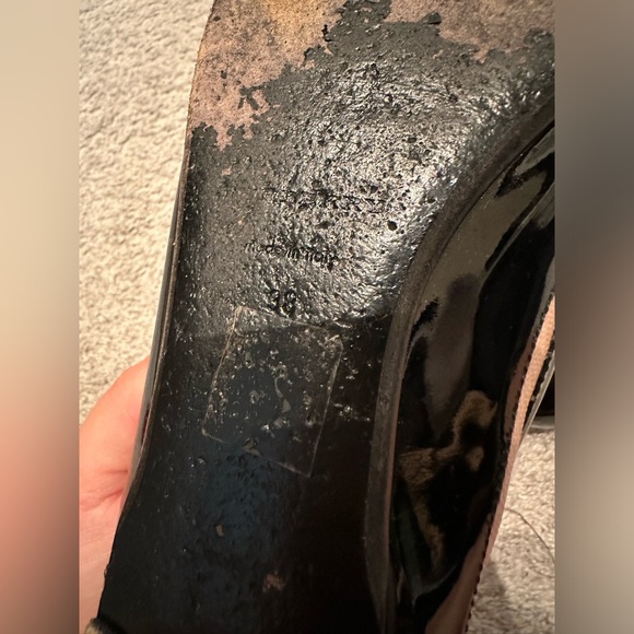 Burberry Black/Beige Nova Check Patent Leather Buckle Ballet Flats - Size 38 - Picture 7 of 9